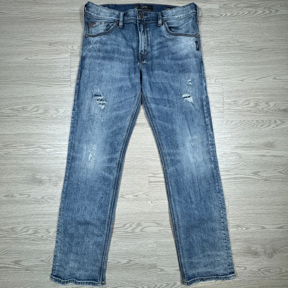 Silver Jeans Co Men Eddie Relaxed Straight‎ Leg Medium Wash Distressed 34x34